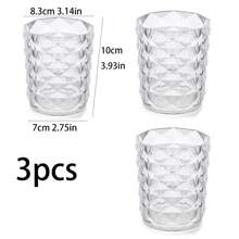 1pc/2pcs Transparent Makeup Brush Holder Storage Box, Elegant Diamond Pattern Water Cup Bathroom Toothbrush & Toothpaste Organizer,For Holiday Beach, Bathroom Collection, Bedroom Collection, Large Capacity