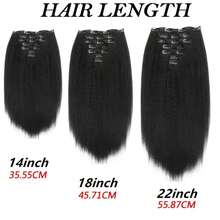 7 Pieces Kinky Straight Clip In Hair Extensions Black Hair Extensions Clip Ins For Women Yaki Straight Clip In Hair Extensions - Multicolor - View 3