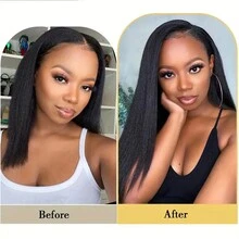 7 Pieces Kinky Straight Clip In Hair Extensions Black Hair Extensions Clip Ins For Women Yaki Straight Clip In Hair Extensions - Multicolor - View 9