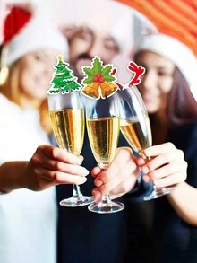 16 Cái/Bộ Cốc Rượu Giáng Sinh Cắm Điện Trang Trí Mũ Ông Già Noel Cây Thông Noel Người Tuyết Cốc Thẻ Trang Trí Bàn Nhà Đồ Dùng Tiệc Giáng Sinh Năm Mới, Bộ Quà Tặng Chai, Trang Trí Nhà Cửa, Nhà Hàng, Quán Bar, Quán Cà Phê, Đám Cưới, Trang Trí Tiệc, Quà Tặng Bạn Bè, Quà Giáng Sinh, Quà Năm Mới., Quà Giáng Sinh, Giáng Sinh Vui Vẻ - Nhiều màu - Xem 2