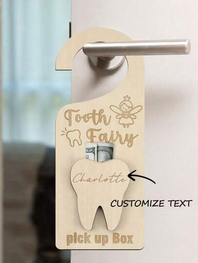 Custom Name Tooth Fairy Door Hanger With Money Holder Tooth Fairy Pick Up Box Gift For Kids Room Decor