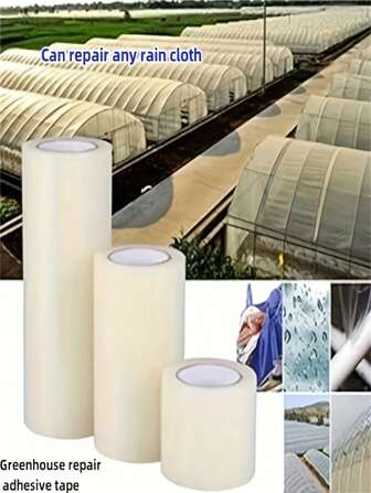  1/2 rollo de cinta reparadora de alta viscosidad, impermeable y antioxidante para invernadero, cinta selladora temporal para fugas de anillos de natación, cinta reparadora de fugas de toldos, cinta reparadora de paraguas, cinta reparadora de impermeables, cinta reparadora de fugas de carports, cinta de cobertura de película transparente resistente a los rayos UV, cinta reparadora de carpas de camping, cinta reparadora de sombrillas, cinta reparadora de telas impermeables