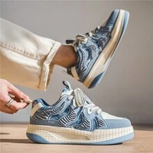 Giày thể thao nam thoáng khí, giày thể thao tăng chiều cao thời trang đa năng cho sinh viên, mùa thu - Màu xanh lam - Xem 5