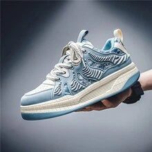 Giày thể thao nam thoáng khí, giày thể thao tăng chiều cao thời trang đa năng cho sinh viên, mùa thu - Màu xanh lam - Xem 3