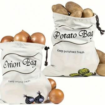 1/2pcs Reusable Potato & Onion Storage Bag - Keep Vegetables Fresh And Sproutless - Kitchen Organizer