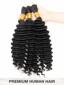 Cabello humano a granel de ondas profundas para trenzar, sin trama, 1 paquete, color negro natural, extensiones de cabello para trenzar, cabello humano para trenzar - SNatural - Ver 2