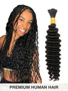 Cabello humano a granel de ondas profundas para trenzar, sin trama, 1 paquete, color negro natural, extensiones de cabello para trenzar, cabello humano para trenzar - SNatural - Ver 1