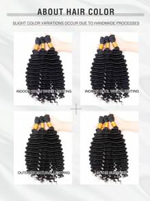 Cabello humano a granel de ondas profundas para trenzar, sin trama, 1 paquete, color negro natural, extensiones de cabello para trenzar, cabello humano para trenzar - SNatural - Ver 8