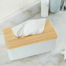 1 hộp đựng khăn giấy bằng gỗ dùng cho gia đình, máy tính để bàn, xe hơi, nhà bếp, phòng khách, phòng ngủ, phòng tắm, hình chữ nhật hoặc hình vuông - trắng - Xem 4
