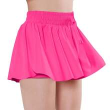 3 Pieces EXARUS Girls Butterfly Shorts Flowy Athletic 2 In 1 Tennis Gym Cheer Skirt Skort Dance Running Preppy Clothes 6-14Y - SET-4 - 查看 2