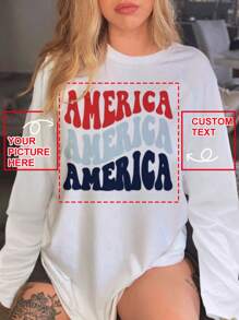 Customized Women T-Shirt - Design Your Own Personalized Printed T-Shirt By Adding Your Own Photos (Family Photos/Selfies)