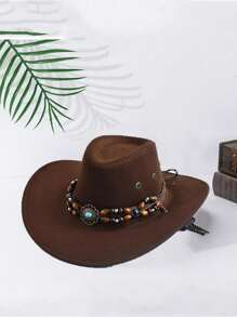 Pălărie de soare occidentală, accesorii stea cu șase colțuri din bronz, pălărie de cowboy vintage de vest, pălărie moale, pălărie de petrecere în aer liber, pălărie de cowboy de bar 1 bucată Halloween