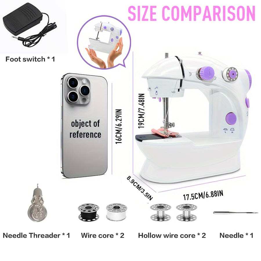 Portable Electric Sewing Machine With Pedal, Compact Sewing Machine For