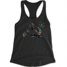 Native American Kokopelli Southwest Racerback Tank Top For Women - Navy Blue - View 2
