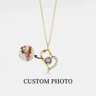 Collana con proiezione di bolle personalizzata con foto, ciondolo a cuore in acciaio inossidabile con foto personalizzata all interno, regalo di