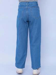 Calça Jeans Infantil Feminina Lisa Tecido Premium - Lavagem escura - Visão 5