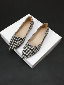 Damen spitze Zehe Schlüpfschuhe, Hahnentritt Muster, bequem, Lässig, Frühling/Herbst, Mode, Loafer