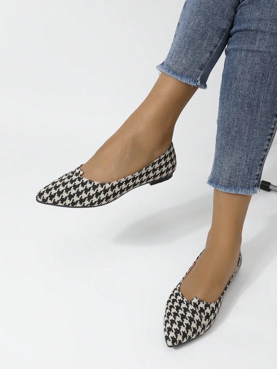 Damen spitze Zehe Schlüpfschuhe, Hahnentritt Muster, bequem, Lässig, Frühling/Herbst, Mode, Loafer