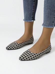 Damen spitze Zehe Schlüpfschuhe, Hahnentritt Muster, bequem, Lässig, Frühling/Herbst, Mode, Loafer