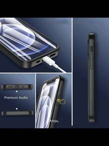 1pc 360° Full Body Protective Case, Compatible With IPhone 17 Air 16 15 14 13 12 11 Pro Max Plus X Xs Xr, One-Piece Screen And Back Cover, Transparent Dual-Side Protection - Black - View 3