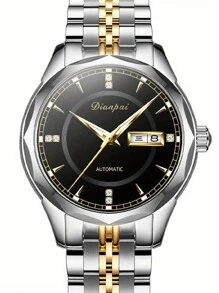 Dianpai Business Men's Fully Automatic Mechanical Watch, Luminous Dual Calendar, Stainless Steel Strap, Fashionable And Men's Watch, Ideal Choice For Gift Giving