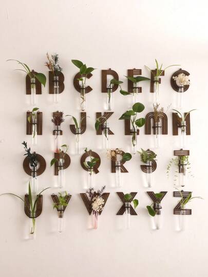 1pc A-Z Alphabet Plant Propagation Stations With Wooden Stand, 26styles DIY Plant Propagation Tubes, Wall Hanging Terrarium With Wooden Stand Mini Test Tube Flower Vase Glass Planter Stations For Hydroponic Cutting Home Garden Office Decor Plant Lover Hydroponics Of Home Garden Office Decor Lover Gifts Birthday Graduation
