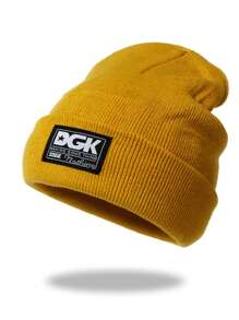 1 件男士冬季保暖针织帽带织物标签，男女通用防寒帽适合户外滑雪帽秋季装备