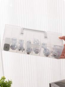 1pc Transparent Cover Data Cable Storage Box, Charging Cable Earphone Desktop Organizer Box, Dust-Proof Cord Winder Container, Desktop Storage Holder