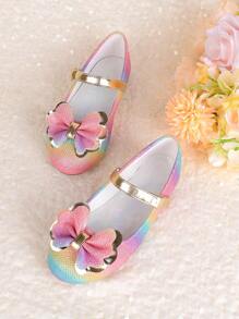 Girls' Wedding Party Mary Jane Flat Ballerina Shoes Suitable For Toddlers, Little, Big Kids - Multicolor - View 5