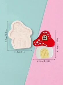 Bộ khuôn nướng bánh silicon chủ đề thiên nhiên: Nấm, Cabin nhỏ, Dụng cụ tạo hình fondant để trang trí bánh - Màu be - Xem 13