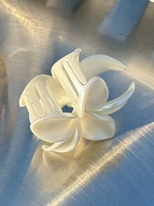 1 件女式仿珍珠白花大号 8.3 厘米/3.27 英寸轻质塑料发夹，时尚百搭高端简约优雅极简纯色发饰，适合日常外出、休闲、派对、通勤、度假、发型、洗脸、化妆、服装搭配发夹爪夹发夹发夹发夹发夹 - 白色 - 查看 4