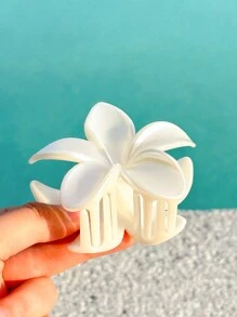 1 件女式仿珍珠白花大号 8.3 厘米/3.27 英寸轻质塑料发夹，时尚百搭高端简约优雅极简纯色发饰，适合日常外出、休闲、派对、通勤、度假、发型、洗脸、化妆、服装搭配发夹爪夹发夹发夹发夹发夹 - 白色 - 查看 3