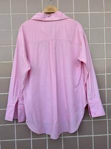 Faminina Long Sleeve Viscolinho Shirt - Baby Pink - View 2