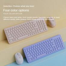 Women's Office Wireless Keyboard Mute Computer Highly Attractive Purple Portable Small Laptop External Keyboard And Mouse Set - 2.4G Wireless Single Keyboard - View 4