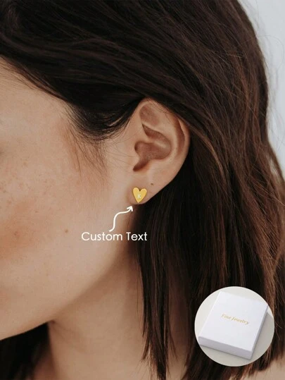 Classic Niche Exquisite Heart Earrings With Engraved English Letters, Personalized Handmade Jewelry Accessories, And Valentine's Day And Birthday Gifts For Women A Creative Surprise Gift That Is Perfect For Giving To Loved Ones
