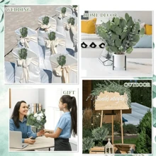 10/15/16/26/38/52/66/90/110PCS Mixed 4 Combination Set Of Artificial Eucalyptus Flowers And Leaf Stems With Silver Branches - Home Decoration, Office, Garden, Party, Shop Decoration, Party, Wedding, Desktop Placement, Romantic Centerpiece, DIY Crafts - Multicolor - View 10
