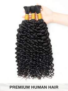 Tóc người sóng nước số lượng lớn để tết không có sợi ngang 1 bó tóc nối tự nhiên màu đen tóc người bện tóc - SNatural - Xem 2