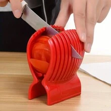 多功能厨房切片器 - 适用于切西红柿、柠檬等 - 防滑手柄，易于使用的水果蔬菜切片器 - 彩色 - 查看 3