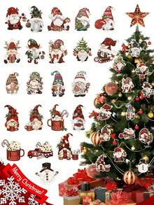 12 件圣诞纸质吊坠挂饰，无面侏儒图案，圣诞树挂饰，圣诞装饰品，适用于家庭 2024 年圣诞派对装饰，2025 年新年，圣诞节 - 彩色 - 查看 11