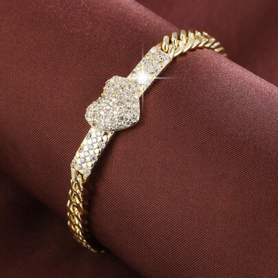 سوار سيدات مزين بالراين ستون بشكل قلب حلو وبارد قطعة واحدة