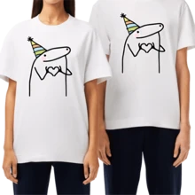 Cute Crocodile T-Shirt Casual Blouse Printed Fashion Premium Cotton Unisex - trắng - Xem 1