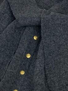 JIANHU Simple Solid Color Long Sleeved Knitted Shawl Two-Piece Cardigan