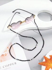 Dây chuyền kính đính hạt phong cách phương Tây Boho cho vẻ ngoài cổ điển thời thượng Phụ kiện kính cho phụ nữ - màu đen - Xem 2