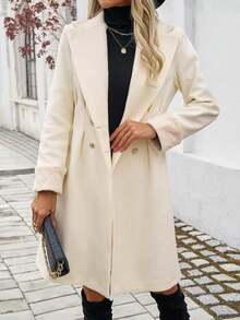 新款时尚双排扣设计冬季大衣 - 杏色 - 查看 6