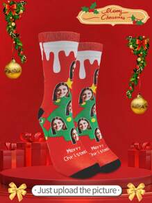 Face Socks 1 Pair Christmas Customized Face Printed Mid-Calf Socks, Men's And Women's Couple Socks,Personalized With Photo, Funny Couple Socks, Comfortable And Breathable, Creative Cartoon Design, Perfect For Holidays, Birthdays, Valentine's Day Gifts,Funny,Crazy,Anime,Multicolor Sockshdays, VFather Christmasalentine's DFather Christmasay Gifts,Funny,Crazy,Anime,Multicolor Socks - Multicolor - View 5