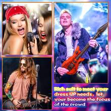 11pcs Halloween Wigs Punk 80s Retro Rock Band Hip Hop Style Costume Party Disco Set, Suitable For Christmas Party, Carnival Party Dress Up - Multicolor - View 2