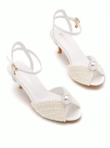 Sandal cao gót mũi tròn đính đá pha lê vàng 6cm, gót thấp, quai mắt cá chân, gót vừa, trang trí đá pha lê vàng, thích hợp cho tiệc tùng, đám cưới, váy cô dâu trang trọng, sandal cao gót sang trọng bóng loáng, sandal cao gót thanh lịch, giày cưới màu vàng/sâm panh dành cho nữ - Màu be - Xem 4