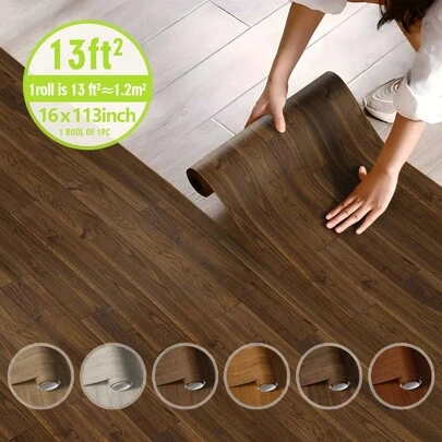 SUPSTICKER 1 cuộn miếng dán sàn họa tiết gỗ, tự dính, chống thấm nước, chống trượt, chống mài mòn, bóc ra và dán lại được, có thể dùng để trang trí phòng khách, phòng ngủ, nhà bếp và phòng tắm, trang trí tường, cảnh quan, cải tạo tủ, mặt bàn, sáu kiểu dáng để lựa chọn, kích thước 15,75x118,11 inch, miếng dán, đề can dán tường, đề can nhựa vinyl để trang trí nhà cửa