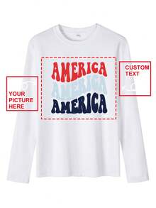 Customized Women T-Shirt - Design Your Own Personalized Printed T-Shirt By Adding Your Own Photos (Family Photos/Selfies)