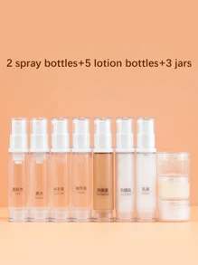 1 件/6 件/10 件/套装 5ml/10ml 迷你旅行透明化妆品按压泵瓶 面霜瓶，化妆品分配器套装，真空压力瓶，便携式旅行分配器瓶带盒，适用于乳液、护肤品、眼霜、精华液、粉底护肤品，外出和旅行必备用品 旅行必需品 健身学校用品 度假露营 度假必需品 度假配件 女士香水 男士香水 海滩香水